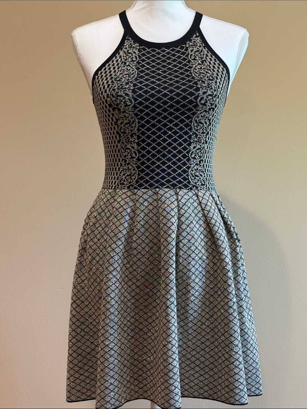 Parker Black and Gold lurex Mini Dress